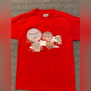 S Vintage Hanes Red Bears & Balloons art by Lucy Riggs Tee